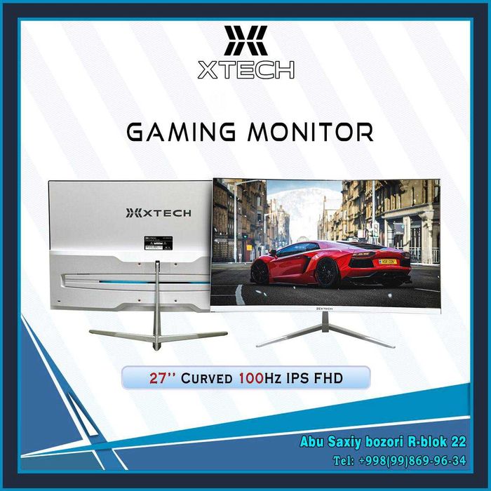 XTECH Monitor 27"IPS FHD RGB color (Curved- FLAT)