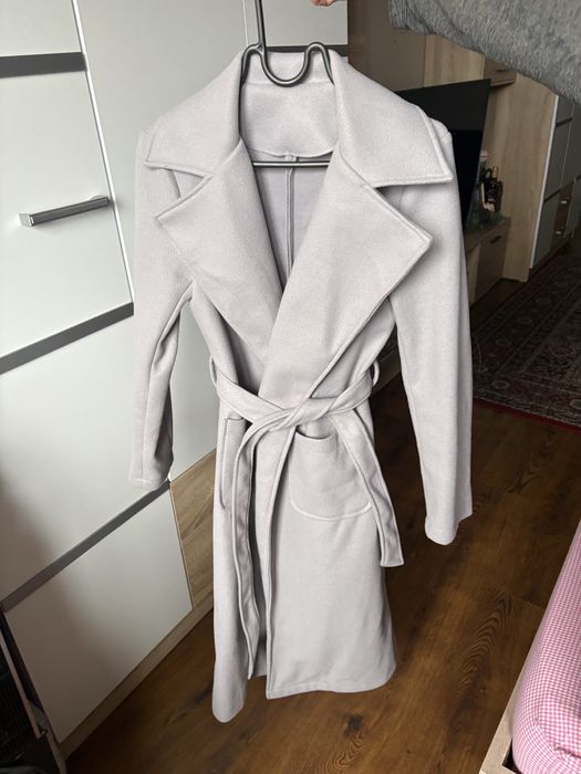 Сиво дълго палто XS