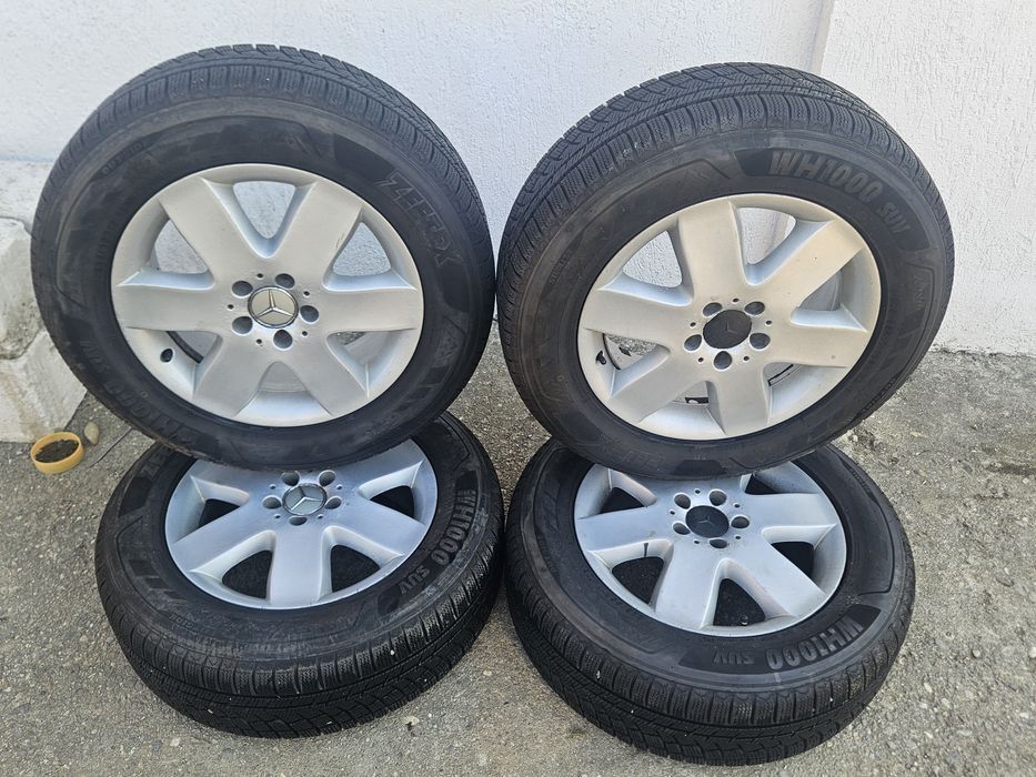 Set 4 Jante Aliaj Originale Mercedes 5x112 R17 + Anvelope Iarnă NOI 225/65 R17 Zeetex