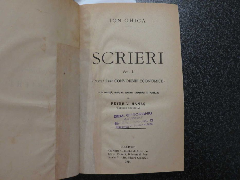 Scrieri  Ion Ghica  vol. l+ll=lll 1914  vol.IV 1915