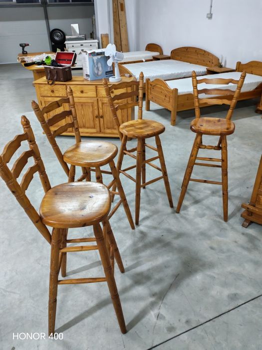 Bar Rustic Terasa/Foișor cu 4 Scaune - Lemn Masiv - Mobila Germania