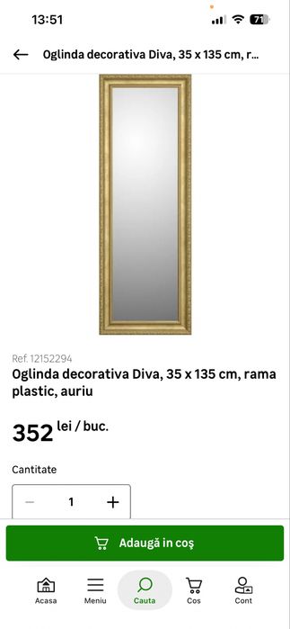 Oglinda Diva 35x135 Leroy Merlin Auriu