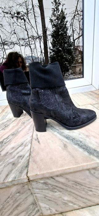 Ghete piele negre elegante Tommy Hilfiger 38