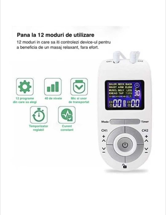 Aparat De Masaj Cu Electrostimulare/Fizioterapie, Alb