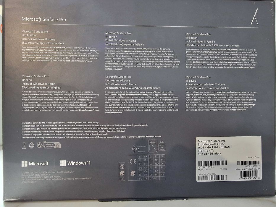 Laptop Microsoft Surface Pro OLED 13 inch Snapdragon X Elite 16GB 1TB