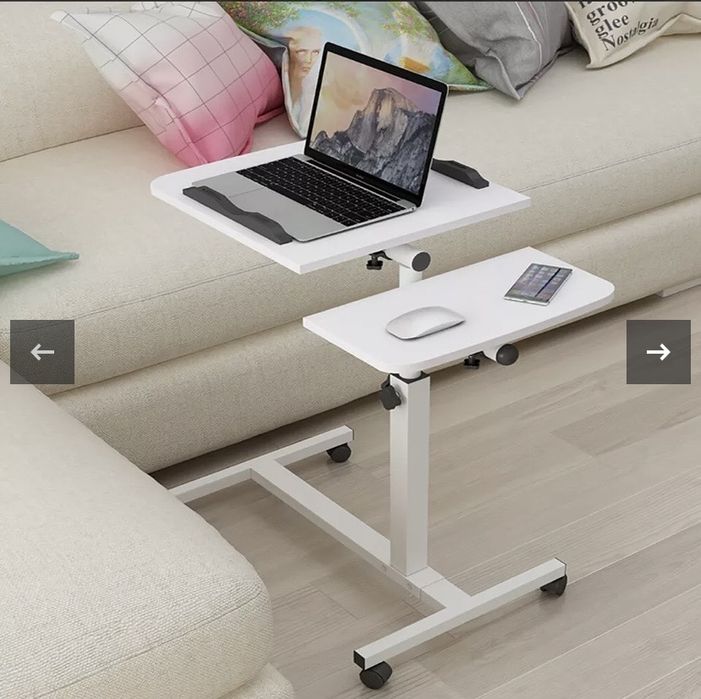 Masa laptop reglabila cu roti culoarea alba