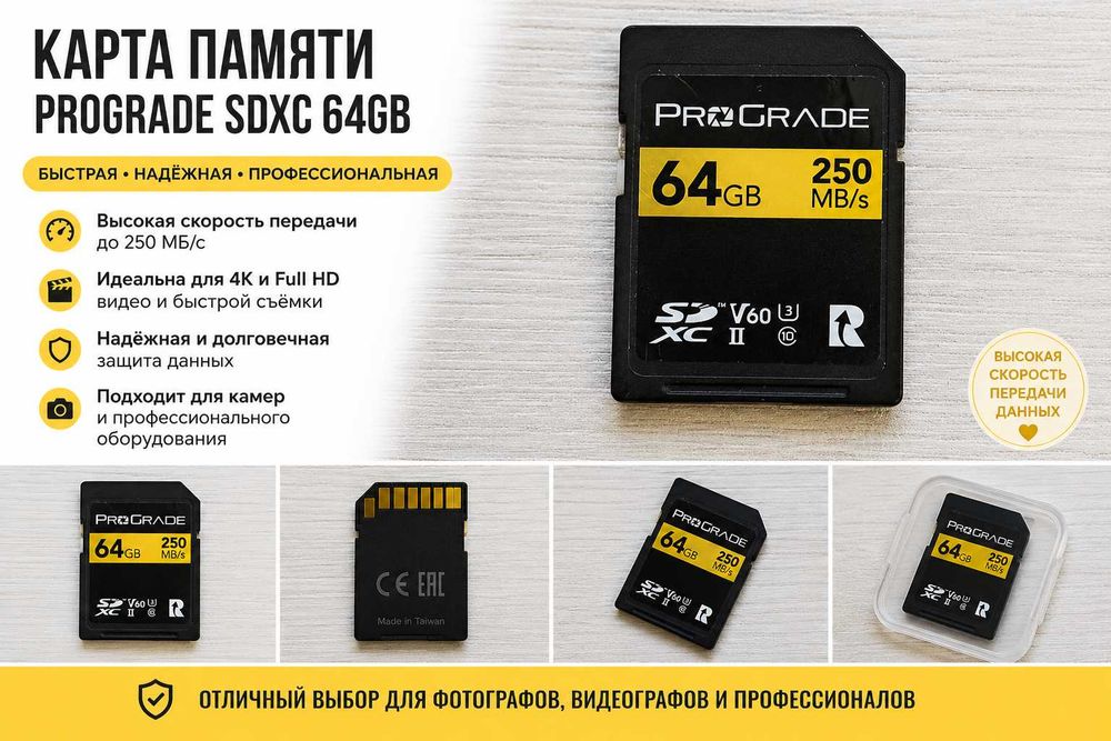ProGrade 64GB SDXC UHS-II V60 250MB/s