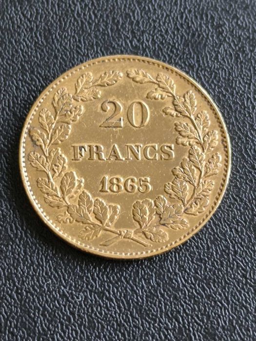 20 Белгийски Франка Леополд I 1865 година