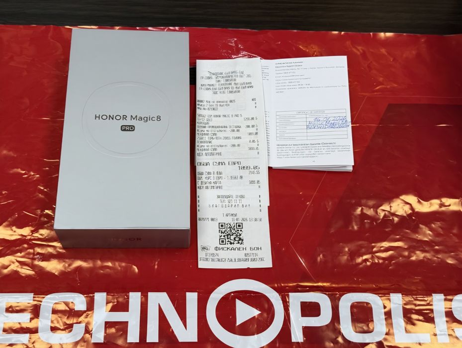 ЧИСТО НОВ 512GB Honor Magic 8 Pro Гаранция Технополис 2028г. GOLD / Златист