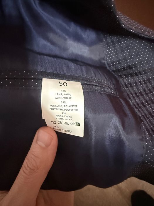 Sacou bărbătesc made-to-measure, mărimea 50, slim fit