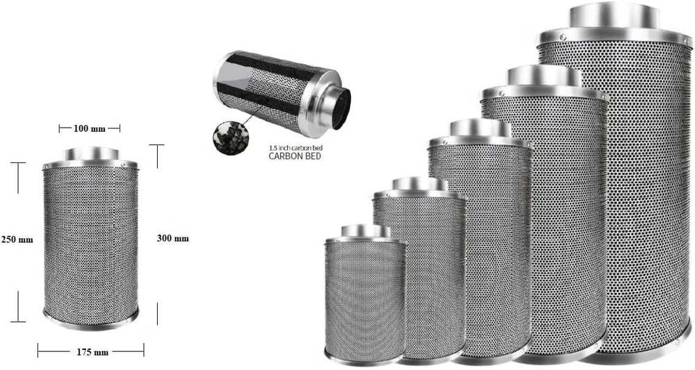 Filtru de cărbune activat Grow Air Purifier 100x250mm până la 250 m3/h