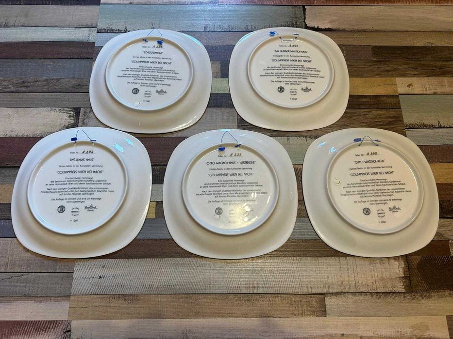 Set 5 farfurii portelan Rosenthal, Wien bei Nacht, Certificat Bradex