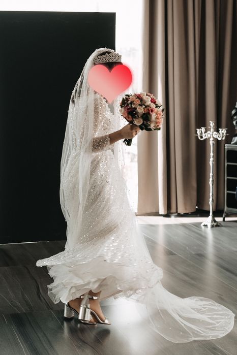 Свадебное платье ручная работа, покрытое пайетками