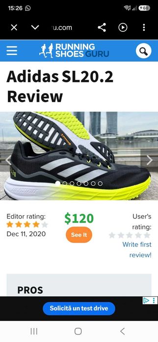 Adidas SL 20 marimea   45 1/3 originali noi in cutie