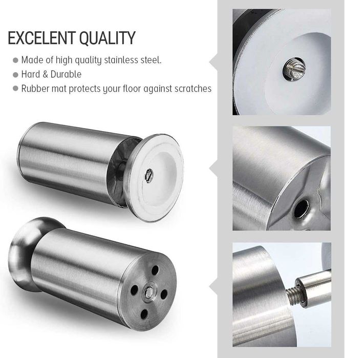 Pachet 4 picioare mobilier inox, dulap, canapea 5,8,10,12,20  cm