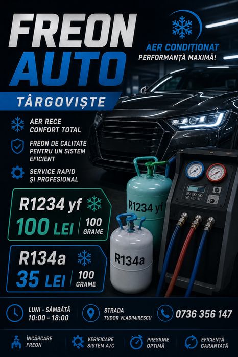 Freon auto Târgoviște R 134a si R1234yf