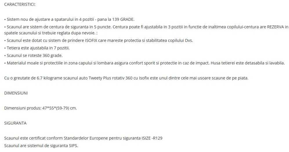 Scaun auto cu isofix