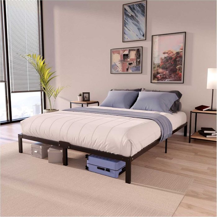Cadru metalic pat Dreamzie 135 x 190 cm, inaltime 35 cm, negru