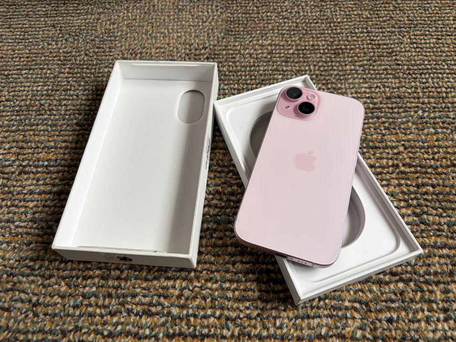 iPhone 15 simplu roz rose baterie 100