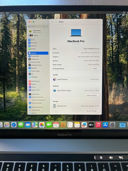 MacBook Pro 16 Touch Bar, Intel i9 2.3 GHz, 16GB, 1TB