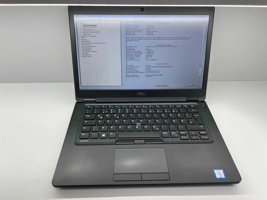 Laptop SH Dell Latitude 5480 i7-7820HQ Ram 16GB SSD 512 GB Bat NOUA