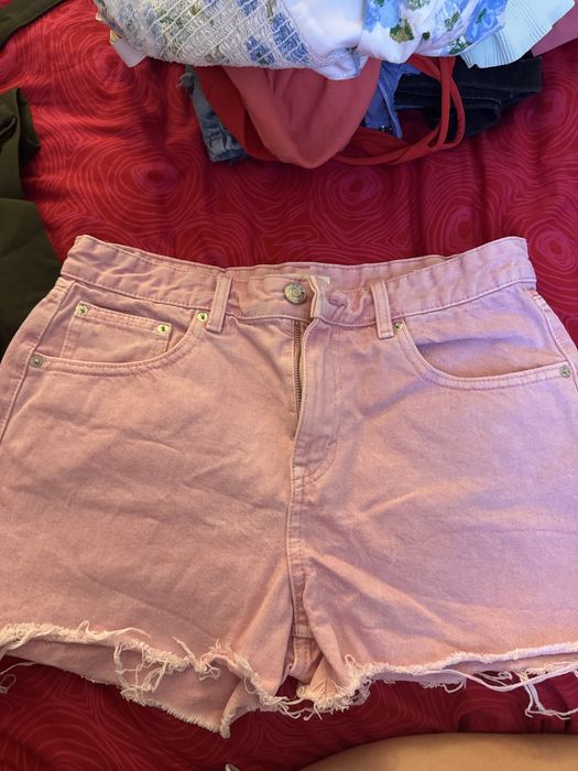 Розови дънкови къси гащи pull&bear