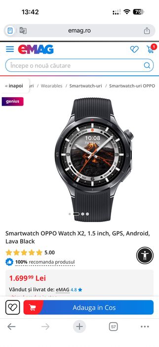 Ceas NOU, IN CUTIE- Smartwatch Oppo x2 Lava Black