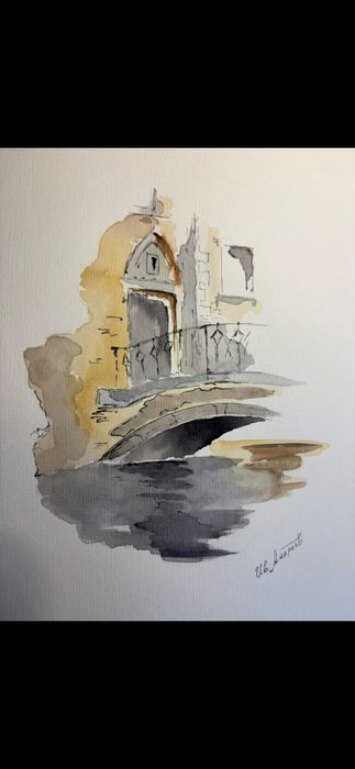 Картина акварел и туш