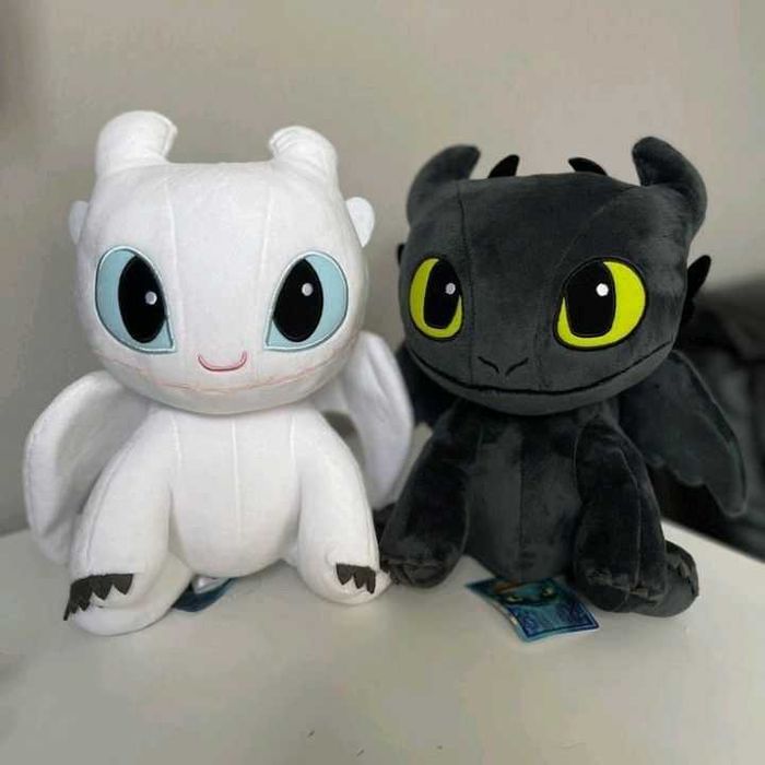 Плюшена играчка Как да си дресираш дракон, Черен/Бял