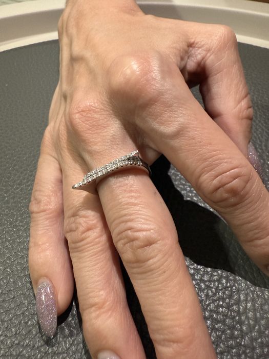 Inel cu diamante naturale, aur alb 18K