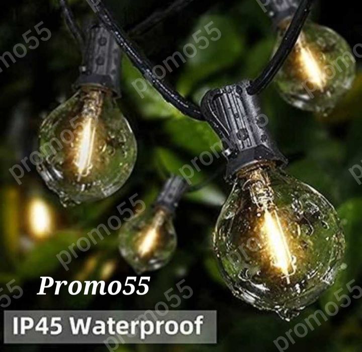 Светлинна Верига 20Бр. Външни Нечупливи Лед Крушки за  Декорация 10м