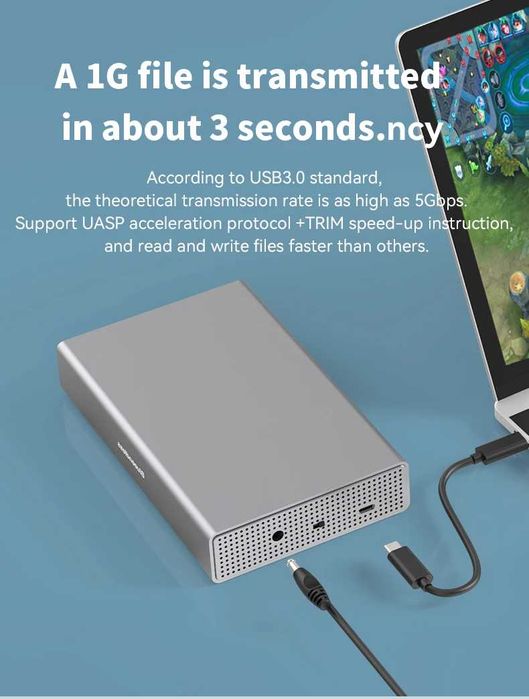 Rack extern Hard Disk Blueendless Aluminium Carcasa HDD 2.5 / 3.5 inch SATA III to USB 3.0