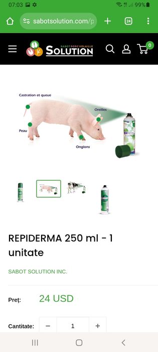 Spray cicatrizant animale