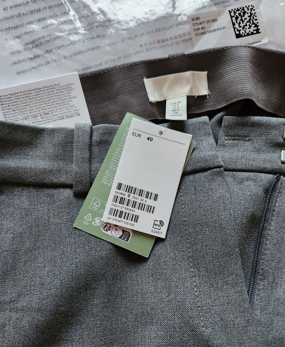 Тъмно сив панталон M/L/40 ежедневен плътен висока талия ръб джобове