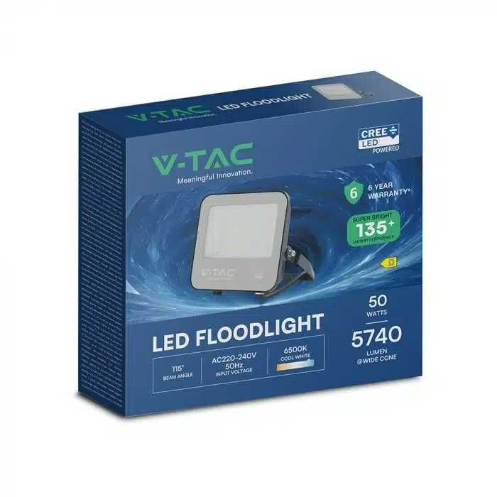LED Прожектор 50W V-tac с CREE диоди 5740 лумена в 4000к или 6500к- 6 години гаранция