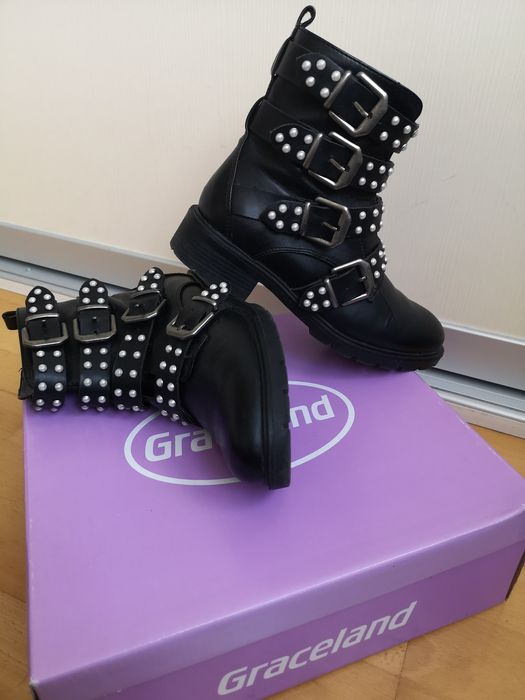 Bocanci ghete dama negre tinte rock 38