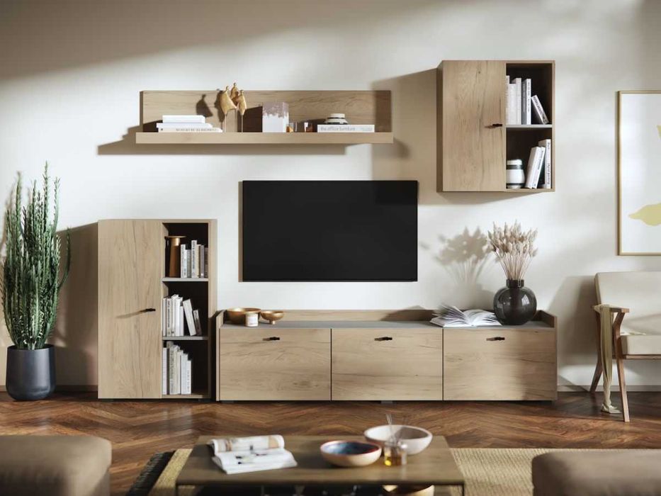 Living Silensia C1 – Mobila sufragerie aspect lemn / bej