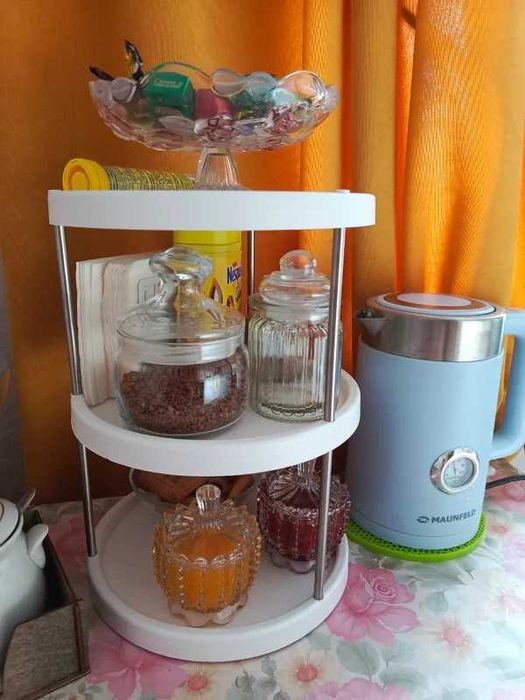 Въртящ се органайзер на 3 нива 360 градуса за кухня и баня