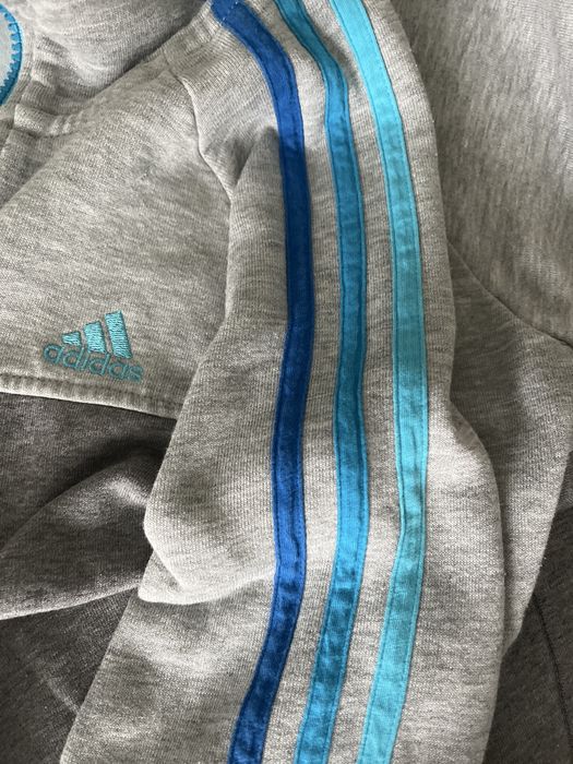 Адидас 3-ленти сив със сини ленти