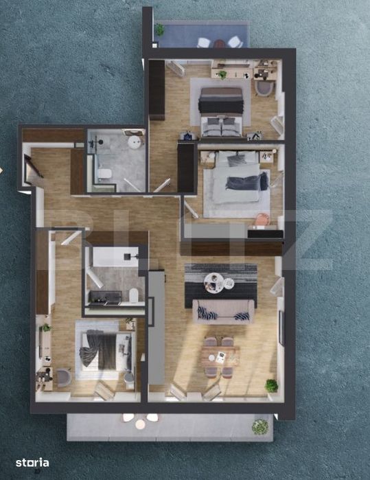 Apartament 4 camere, 100 mp, 2 balcoane 18 mp, proiect nou nZEB, zona — fotografia 1