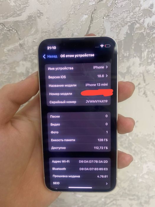Iphone 13 mini Imei o'tgan 85% yomkost