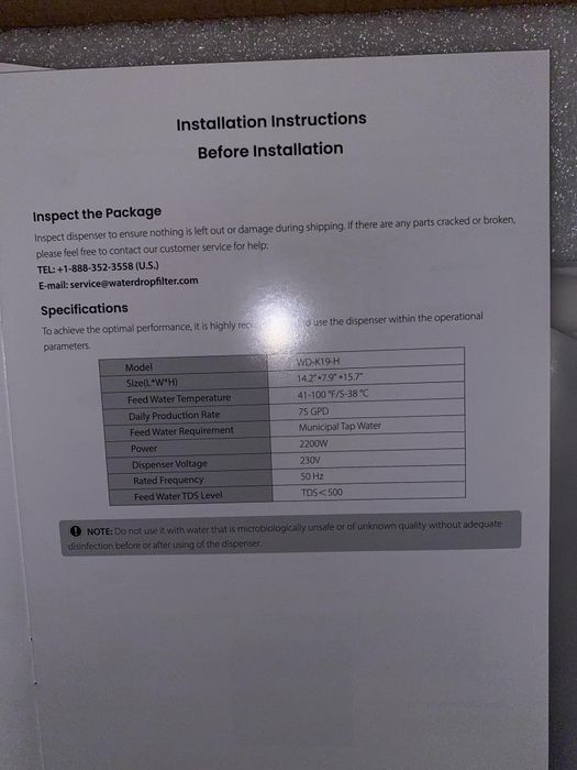 dispenser apă osmoza  k19 nou sigilat