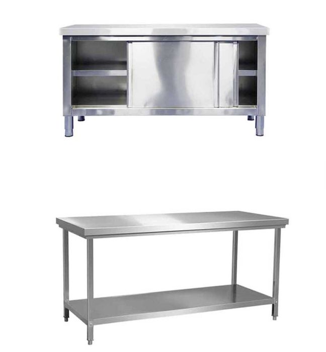 Mese inox,Masa inox cu polita,Masa tip dulap cu usi Transport Gratuit
