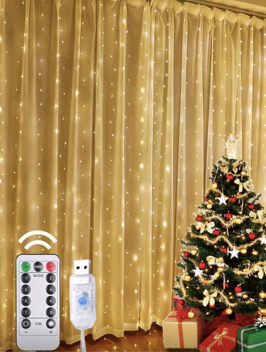 завеса Led лампи коледни 3×3 метра