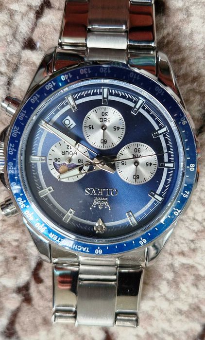 Ceas quartz cu chronograph, WR, 41 mm diam, data, indicator 24 h