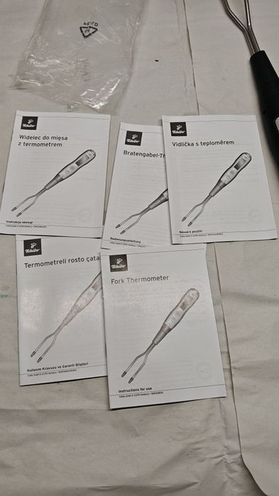 Termometru furculiță pentru carne cronometru cu lumină LED