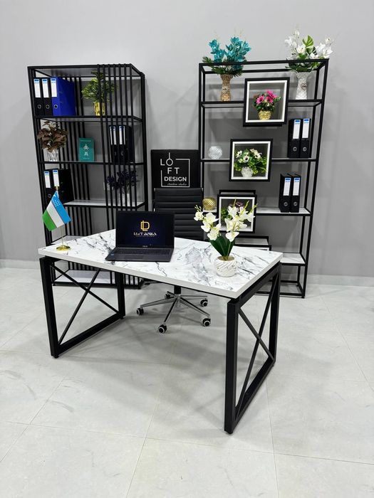 Loft uslubidagi yozuv stoli Samarqand mebel shkaf 
Ishxonangizni chiro