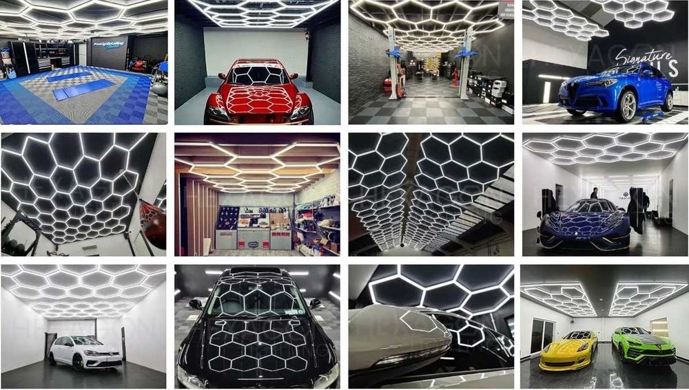 Lumini Hexagon Showroom Detailing Service Garaj Salon Sala LED