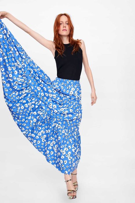 Fustă lungă ZARA,  din bumbac, măsura S