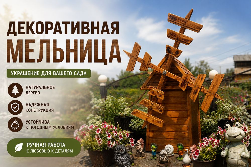 деревянная декоративная мельница